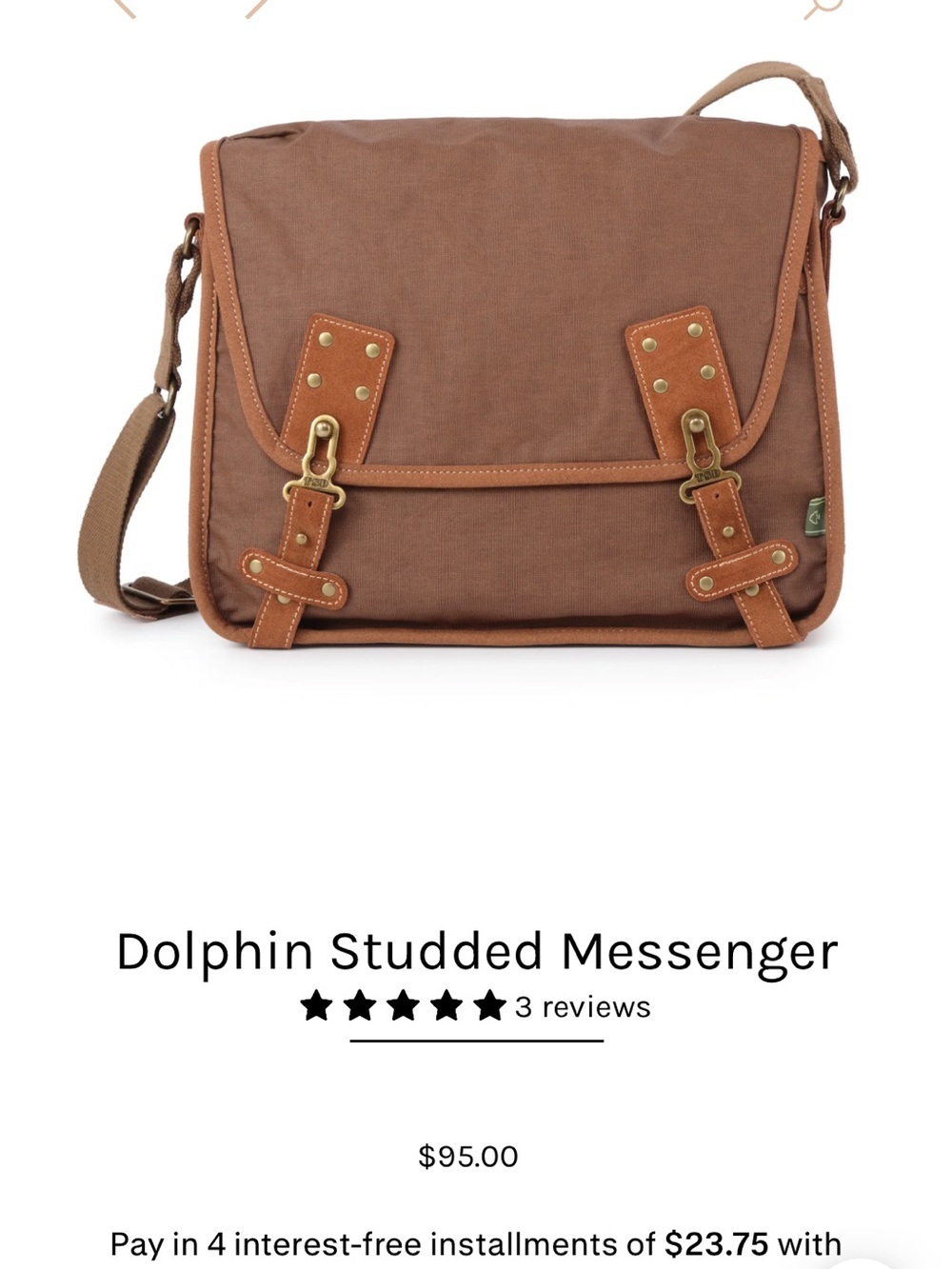 Studded Messenger Bag - Brown